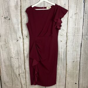 Aisize High Neck Ruffle Fitted Midi Dress Size Large